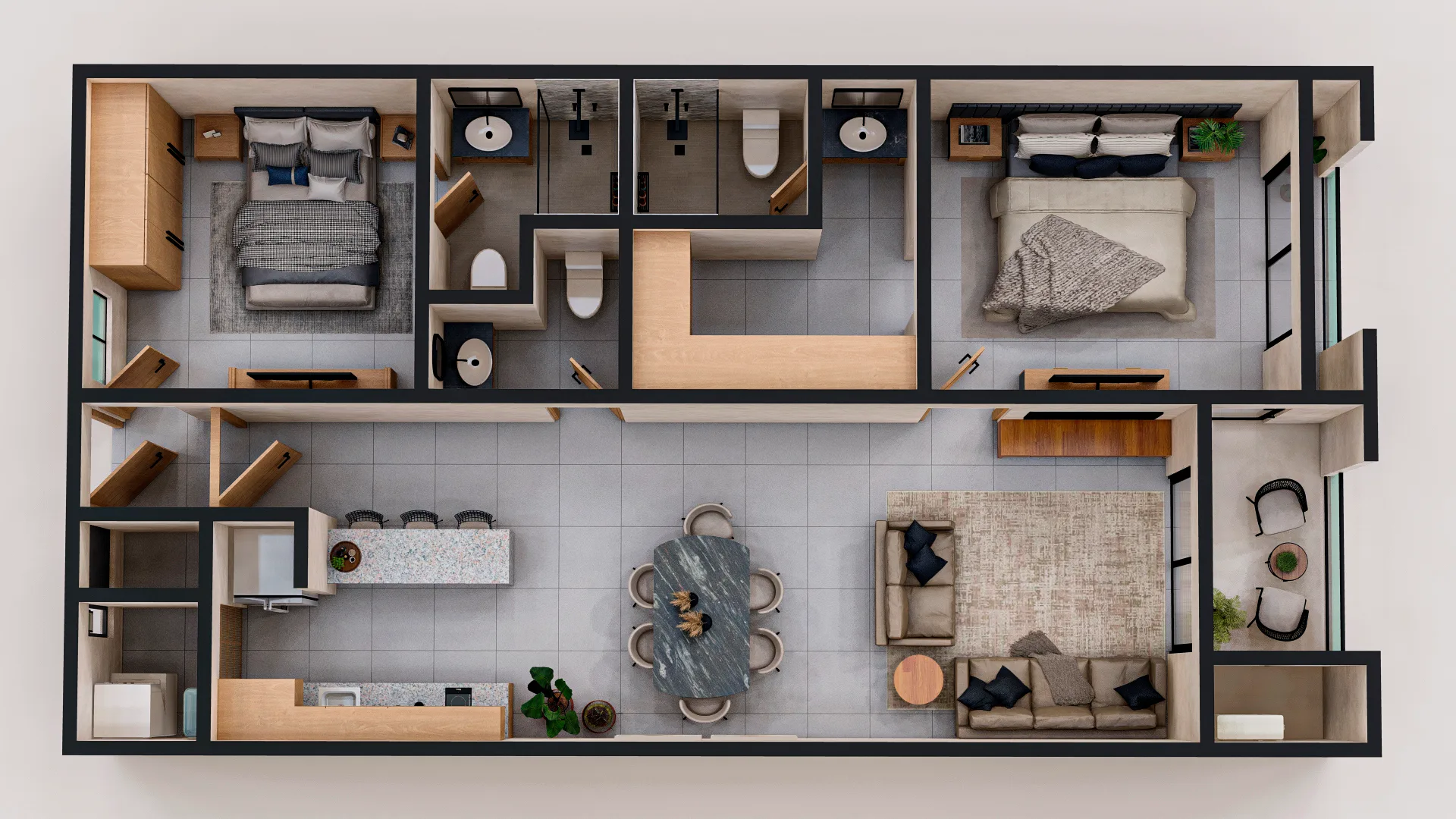 Urban Residential Apartment 2 Bedrooms - 1